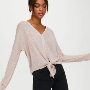 The Group Babaton Thermal Long Sleeve Tie Front